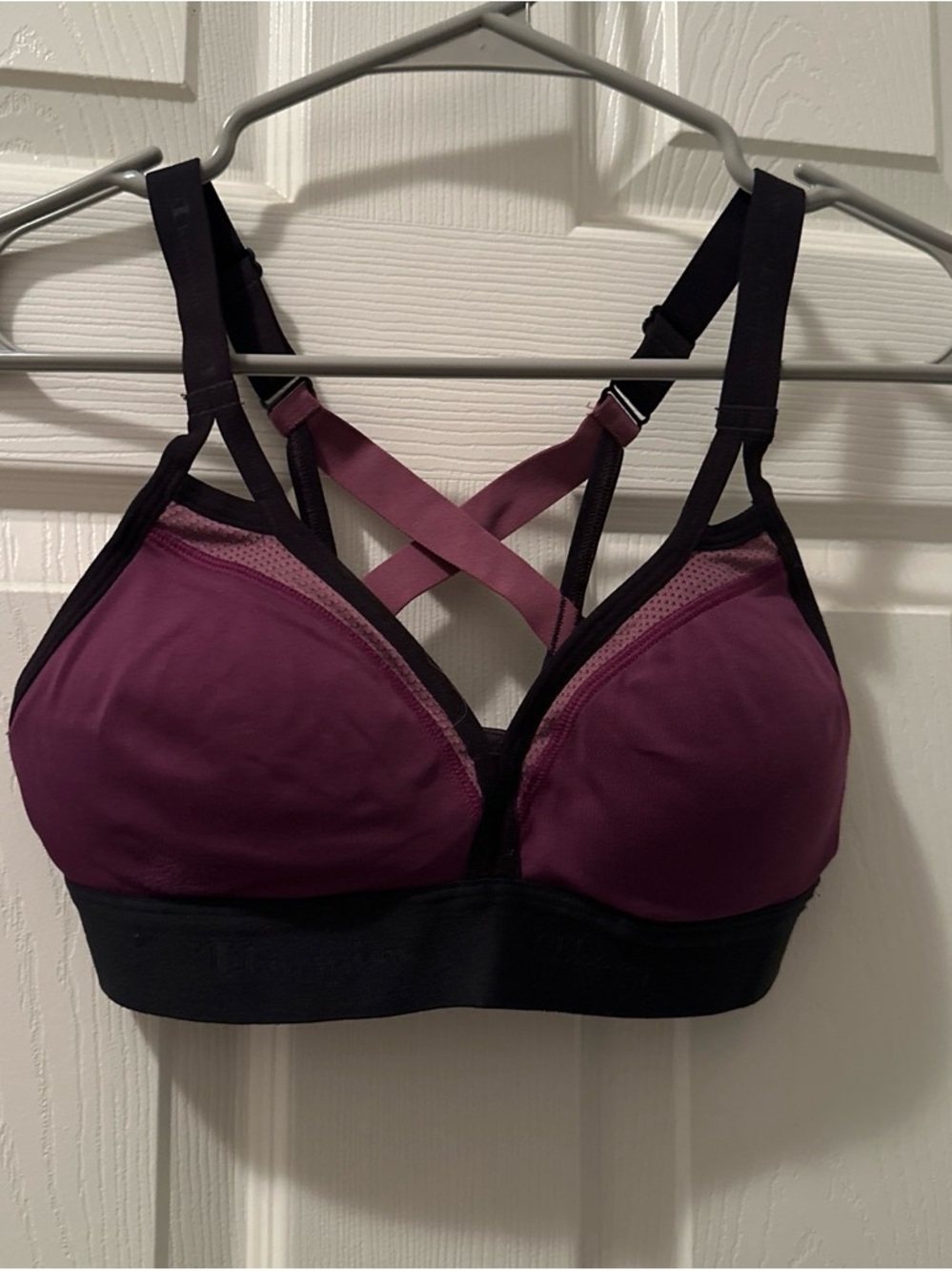 Champion Plum & Black Strappy Crossback Sports Bra